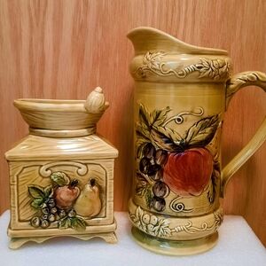 Vintage Lefton Pitcher & Wall Pocket
